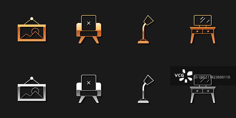 扶手椅、台灯和梳妆台图片素材