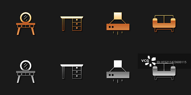 梳妆台、办公桌与厨房抽油烟机素材图片素材