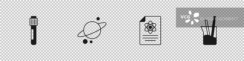 试管、土星、化学报告等实验器材图片素材