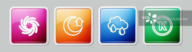 龙卷风、月亮、雨云和开尔文线条组合图片素材