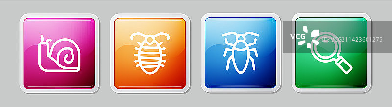 蜗牛、幼虫、昆虫与蟑螂图标图片素材