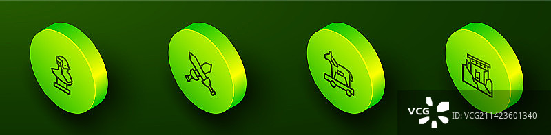 2.5D等距线条古代半身像雕塑交叉图片素材