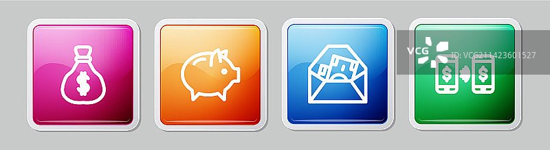 钱袋小猪存钱罐信封线性组合图片素材