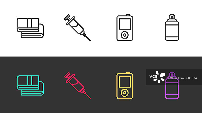 毛巾、兴奋剂注射器与音乐播放器图片素材