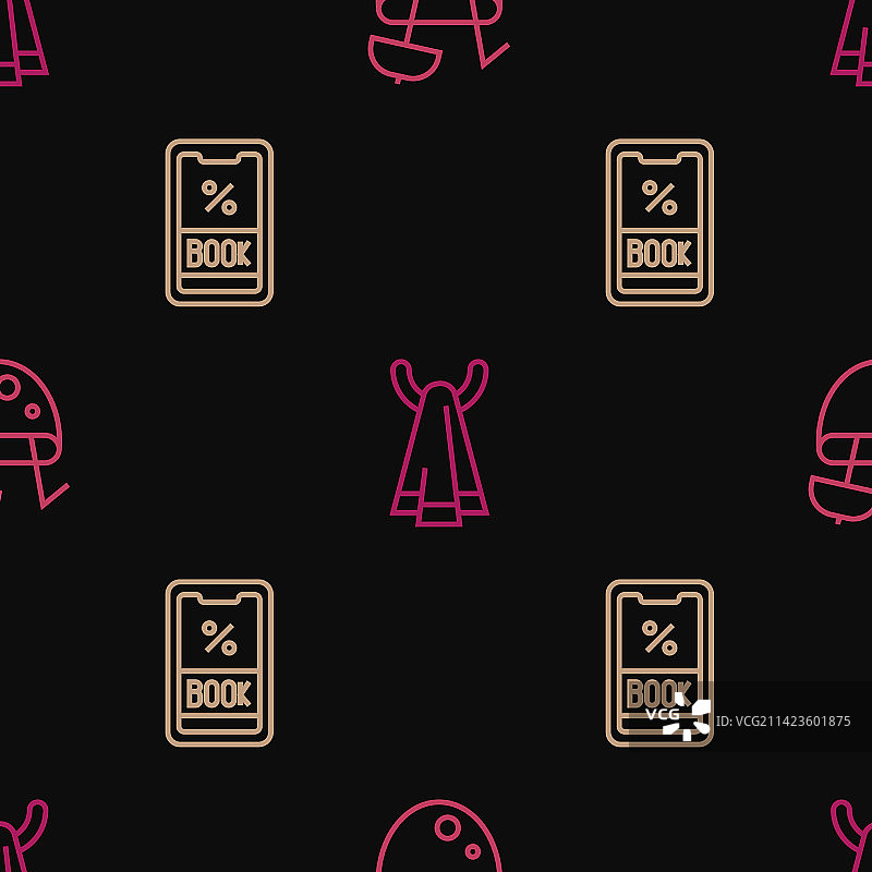 椰子鸡尾酒、邮轮票和毛巾线条组合图片素材