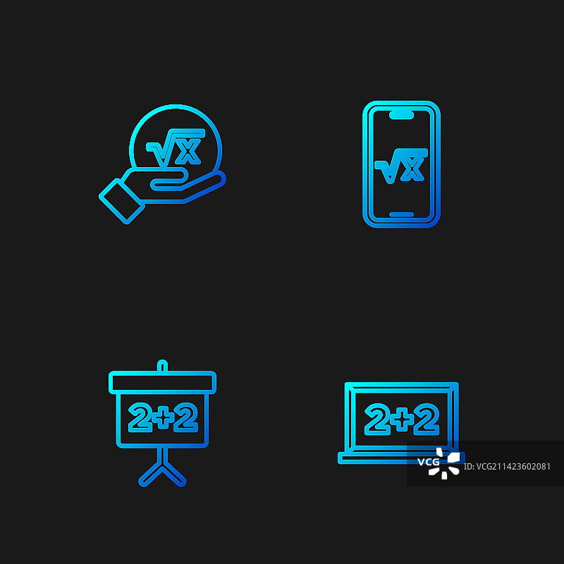 黑板X的平方根符号线条组合图片素材