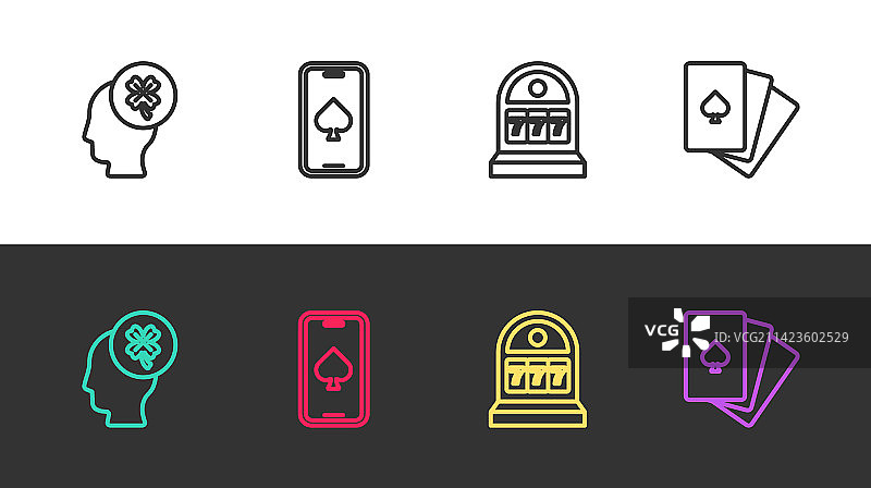 赌场三叶草在线老虎机线稿图标图片素材