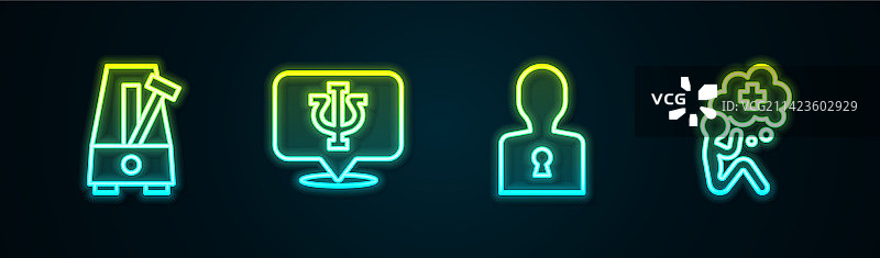 节拍器与摆心理学线性图标图片素材