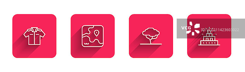 非洲树木Safari地图衬衫线条图标图片素材