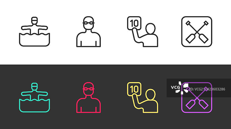 游泳运动员体操评估线条图标图片素材