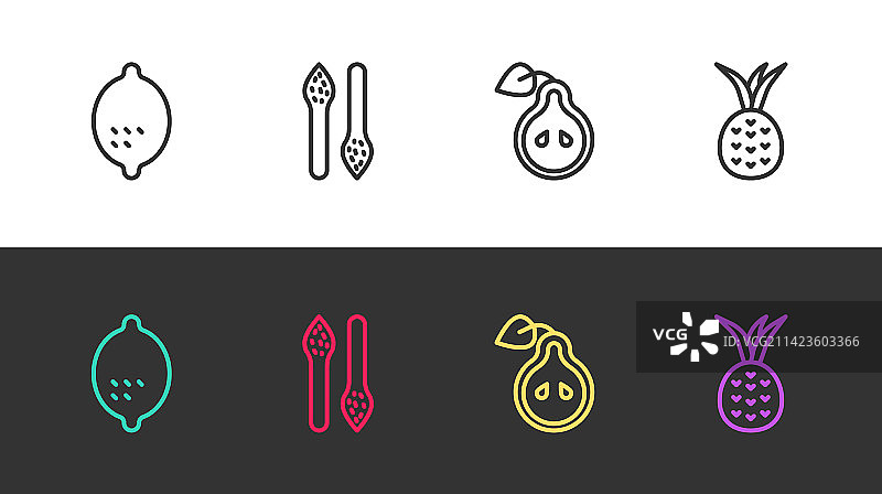 柠檬芦笋梨和菠萝图片素材