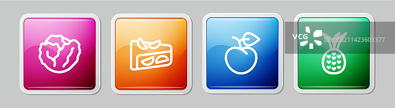 线条图案：卷心菜、自制水果派或桃子图片素材