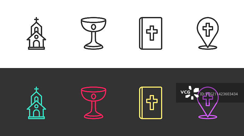 教堂基督教圣杯线条素材图片素材