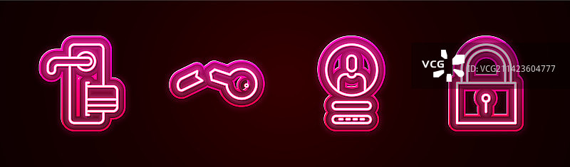 钥匙损坏数字门锁线稿套装图片素材