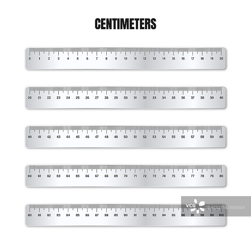 逼真的各种闪亮金属标尺图片素材