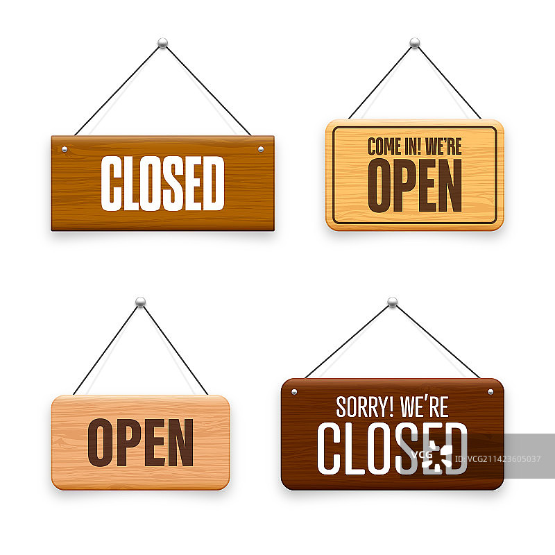 木制开闭式悬挂标志图片素材