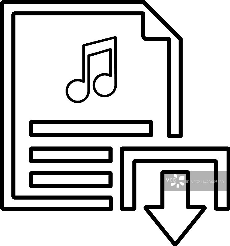 音乐下载轮廓线性艺术图标图片素材