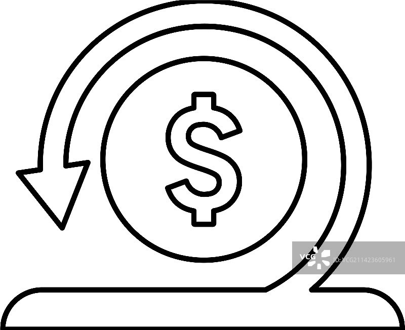 退款返钱线图标轮廓图片素材