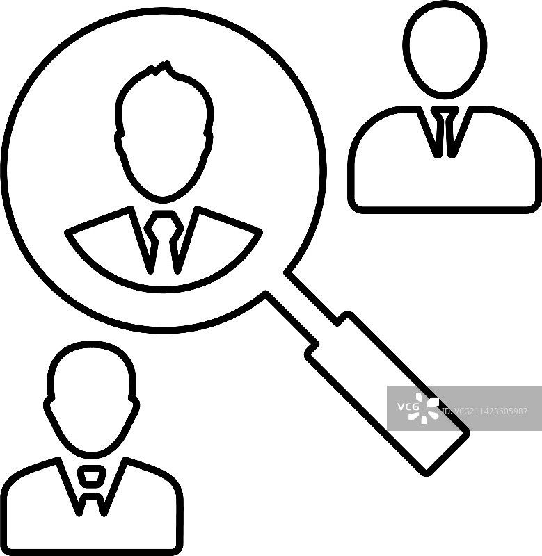 招聘员工搜索线性图标图片素材
