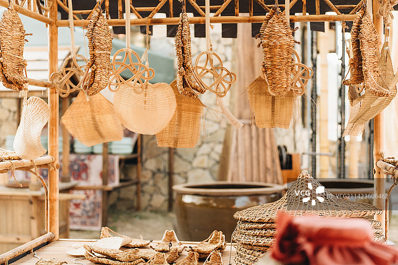传统手工编织竹器图片素材