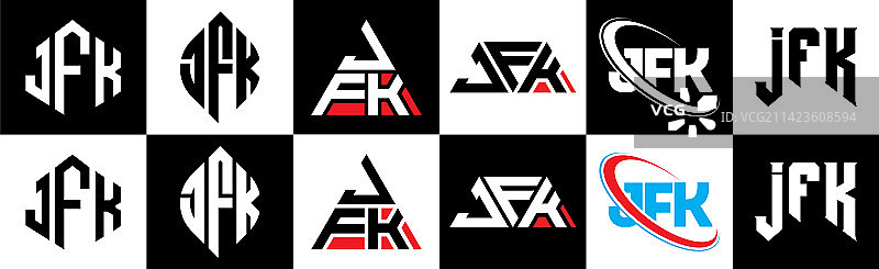 JFK字母标志六种款式JFK多边形图片素材