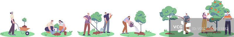 人们种植树木花园图片素材