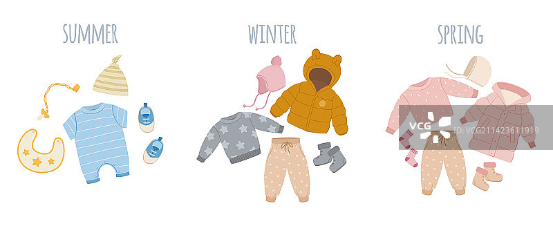 卡通可爱儿童休闲季节性服装图片素材