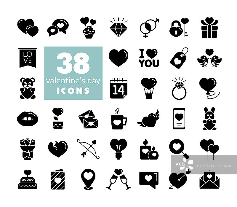 情人节字形图标集图片素材