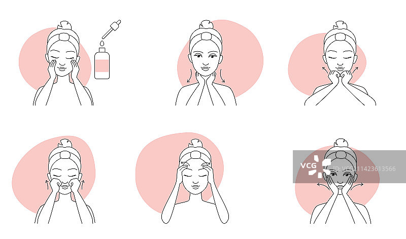 面部按摩线条图标集图片素材