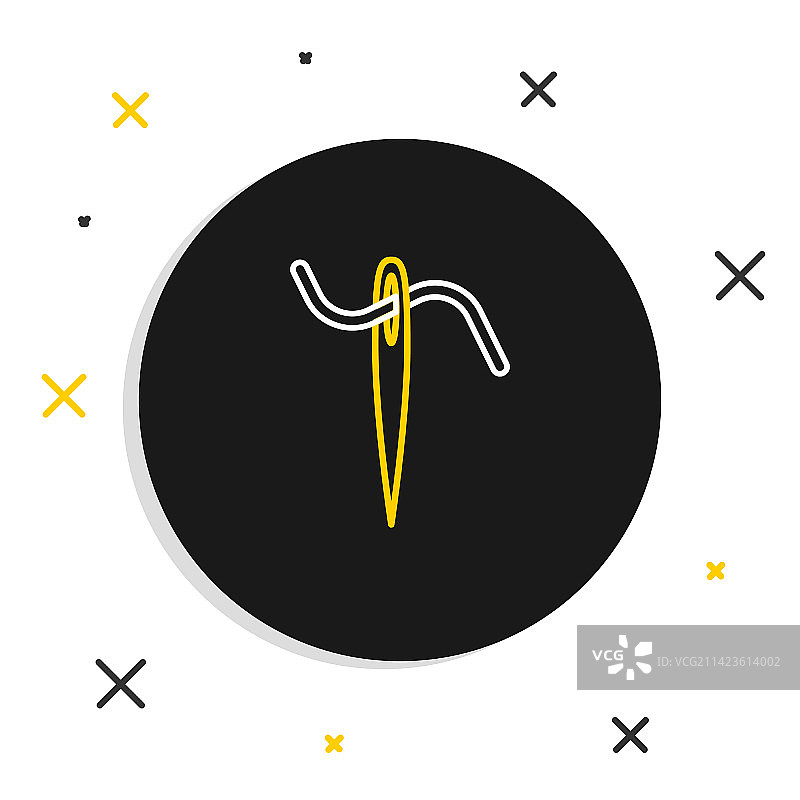 缝纫用针和线线条图标图片素材