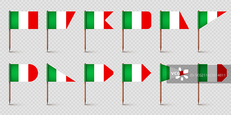 逼真的各种意大利牙签旗图片素材