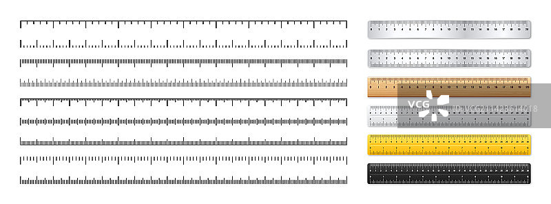 逼真风格金属塑料尺子测量图片素材