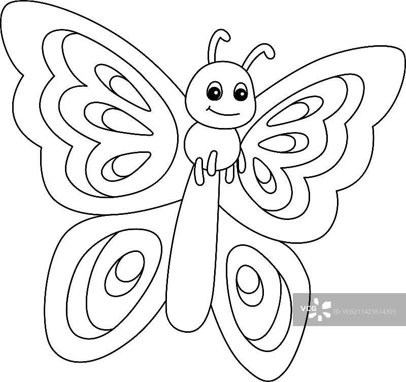 春季蝴蝶儿童填色页图片素材