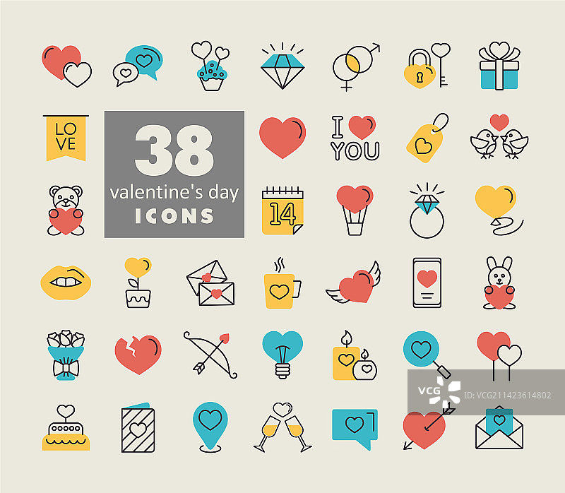 情人节图标浪漫套装图片素材