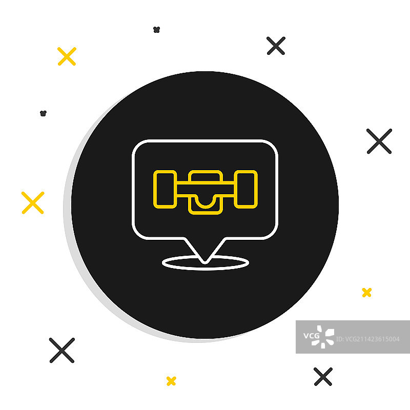 白色背景上的线条滑板轮图标图片素材