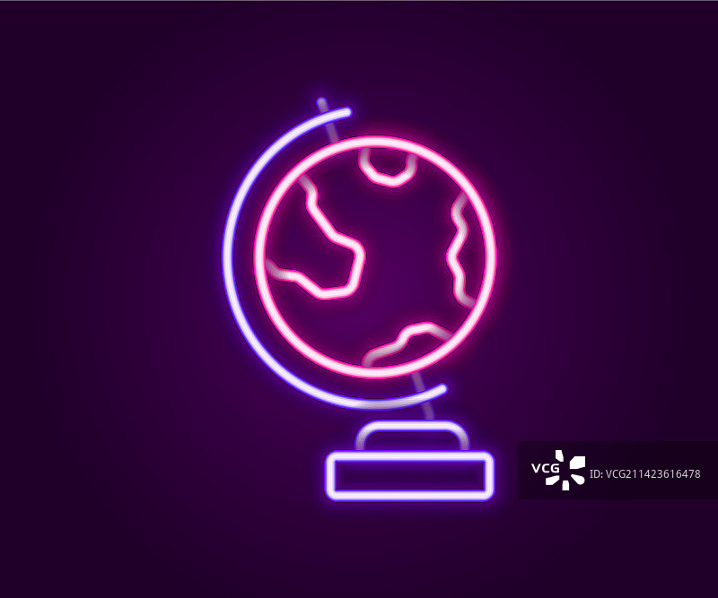 发光霓虹灯地球图标图片素材