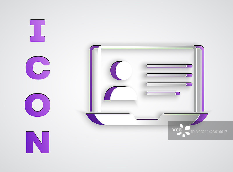 剪纸在线课程图标灰色背景图片素材