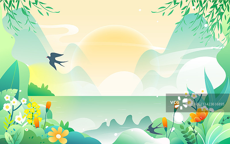 清明节牧童放牛中国风春天人物踏青国潮插画图片素材