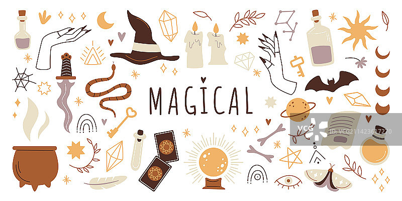 神秘元素扁平风图标合集图片素材