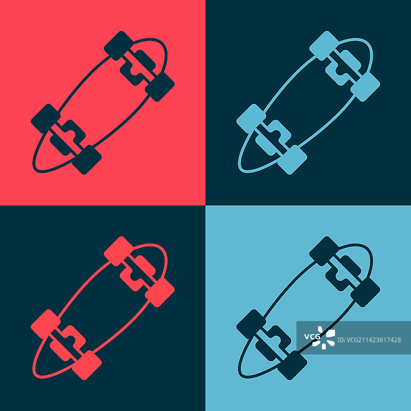 波普艺术长板滑板图标图片素材