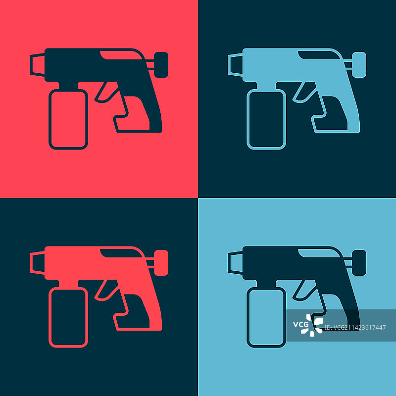 彩色背景上的波普艺术喷枪图标图片素材