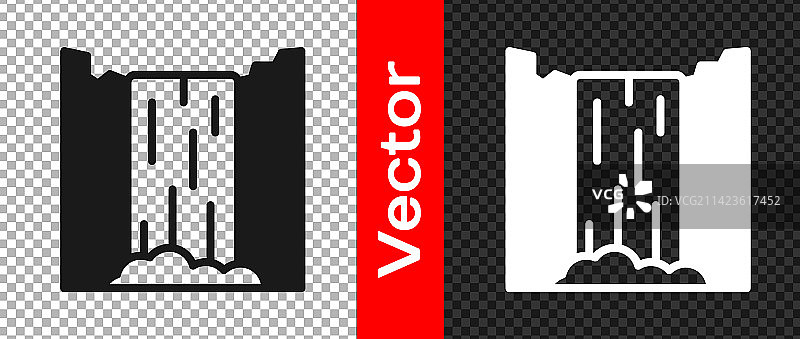 透明背景上的黑色瀑布图标图片素材