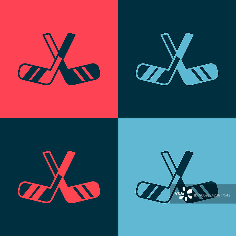 波普艺术风格彩色冰球杆图标图片素材