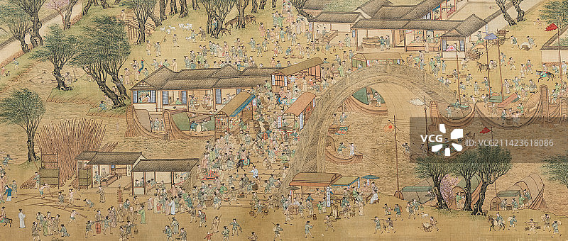 明代仇英的清明上河图图片素材