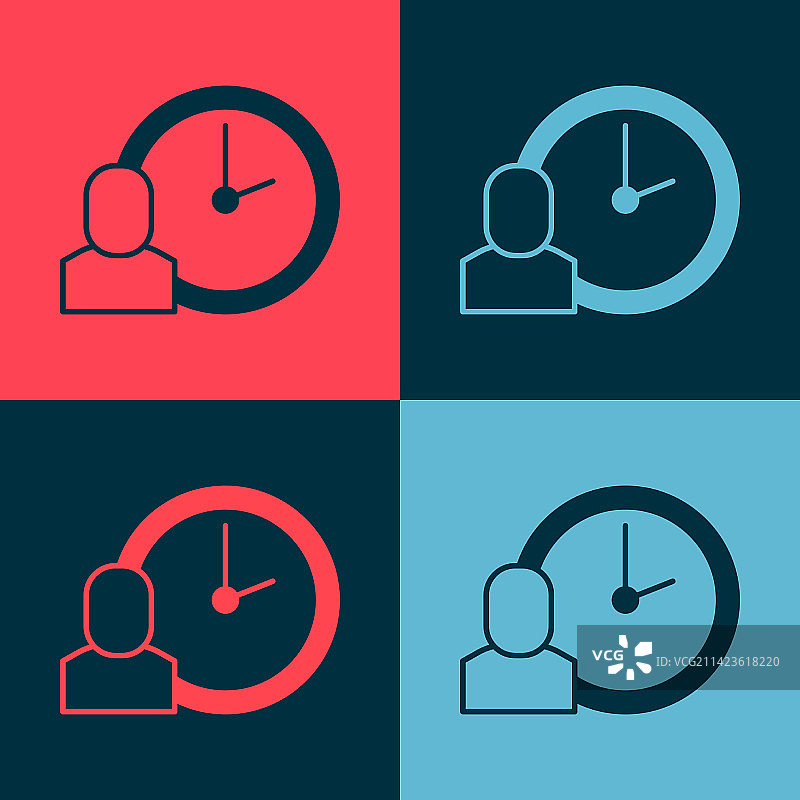 波普艺术风格工作时间彩色图标图片素材