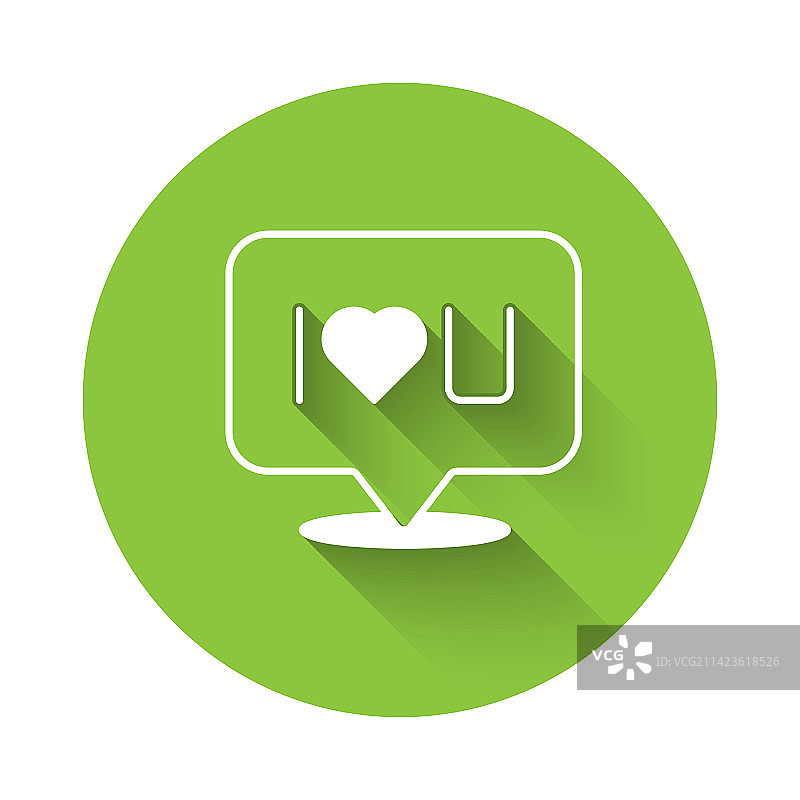 带有“我爱你”文本的白色语音气泡图标图片素材