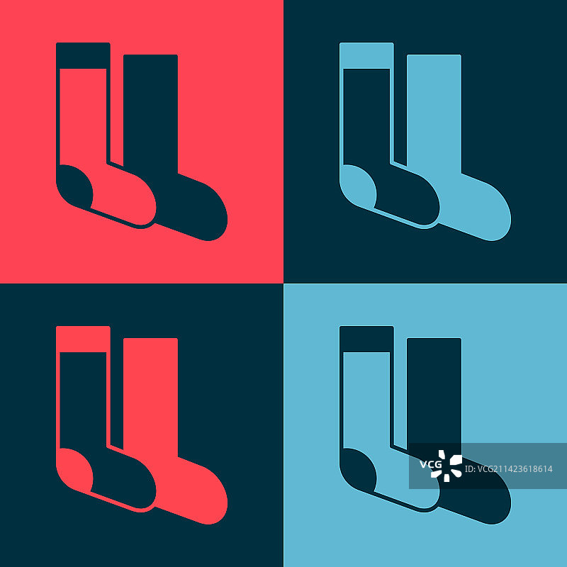 彩色背景上的波普艺术袜子图标图片素材