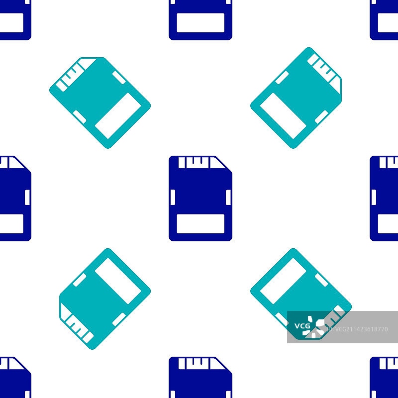 蓝色SD卡图标隔离的无缝图案图片素材