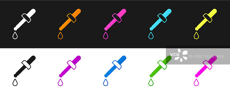 黑色和白色背景上的移液器图标图片素材