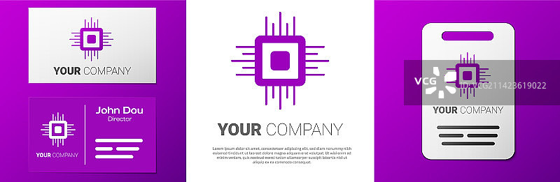 带微电路的电脑处理器CPU标志图片素材